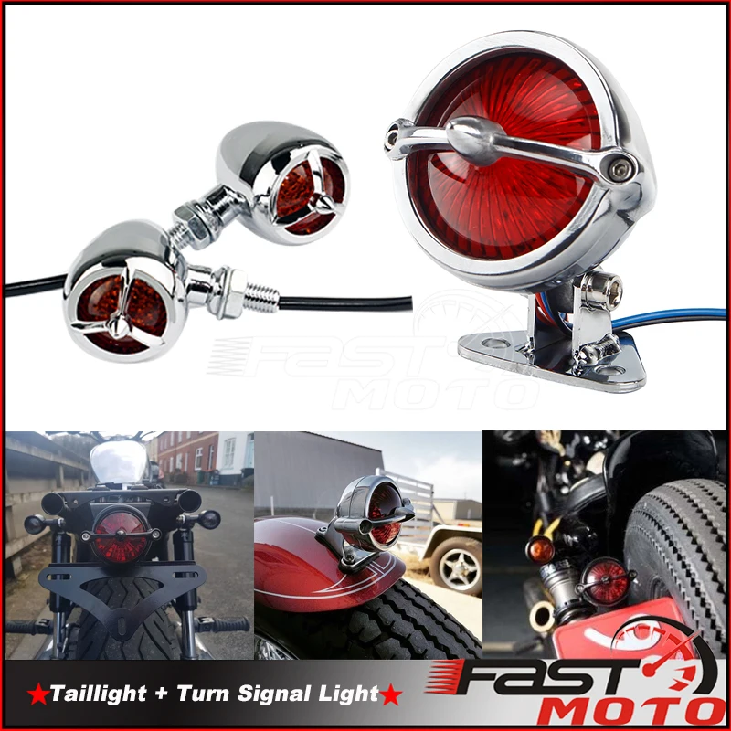 Retro Motorcycle LED Bel Air Tail Light Base Brake Stop Tailllight Turn Signal Indicator For Harley Chopper Bobber Cafe Racer