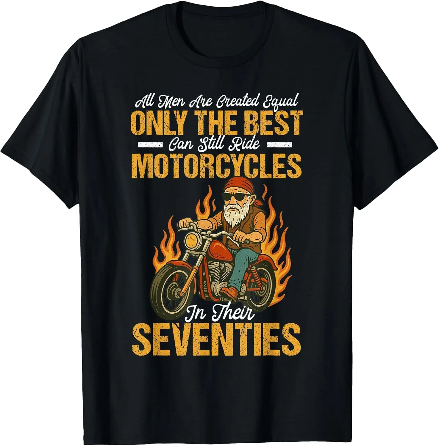 The Best Men Can Still Ride Motorcycles In Seventies Biker T-Shirt 100% Cotton Trendy Y2K Short-Sleeve Tee-Soft, Quick-Drying,