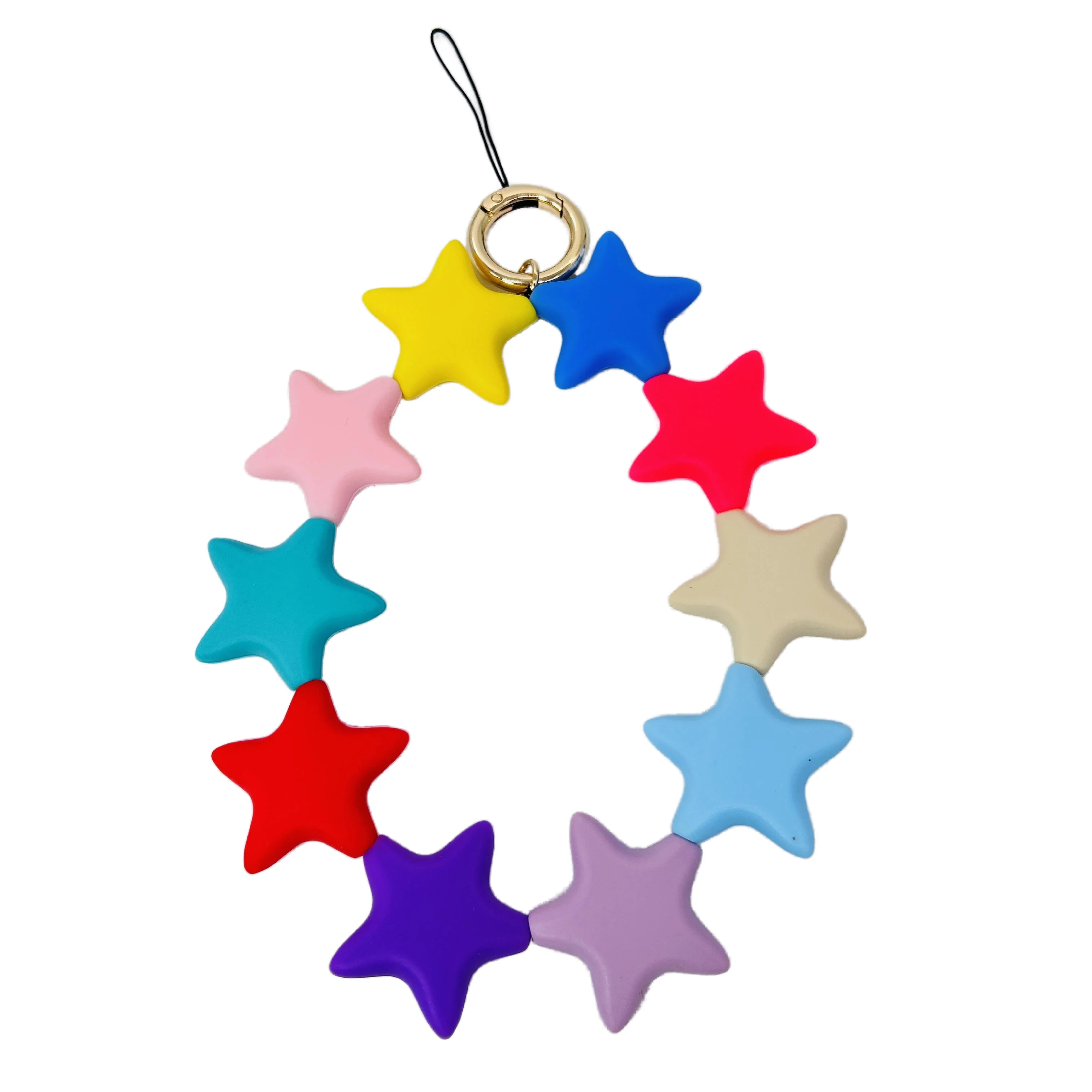 Multicolour Eco-friendly Silicone Star Beads Accessories Phone  Chain for Wristlet