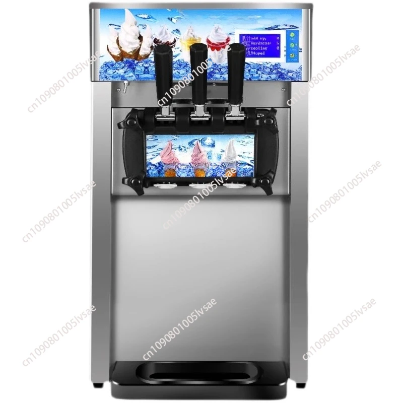 

220V Small Ice Cream Machine Tricolor Ice Cream Maker Commercial Stainless Steel Desktop Sweet Cone freezi Equipment 1200W