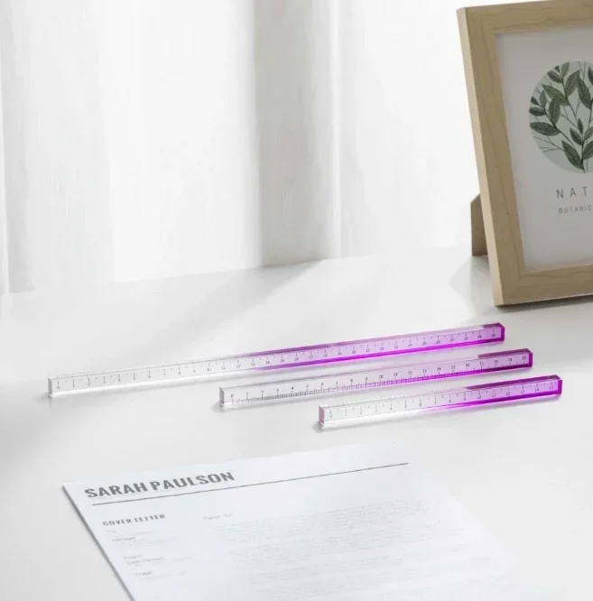 INS Style Transparent Straight Rulers 15cm 20cm 30cm Gradient Acrylic Drafting Tools for DIY Drawing Math Office Use
