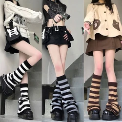 Medias tejidas a rayas para otoño e invierno, calcetín cálido con cuerno de lana, cubierta para pierna, calcetín apilable JK, calcetines de mujer de estilo japonés coreano