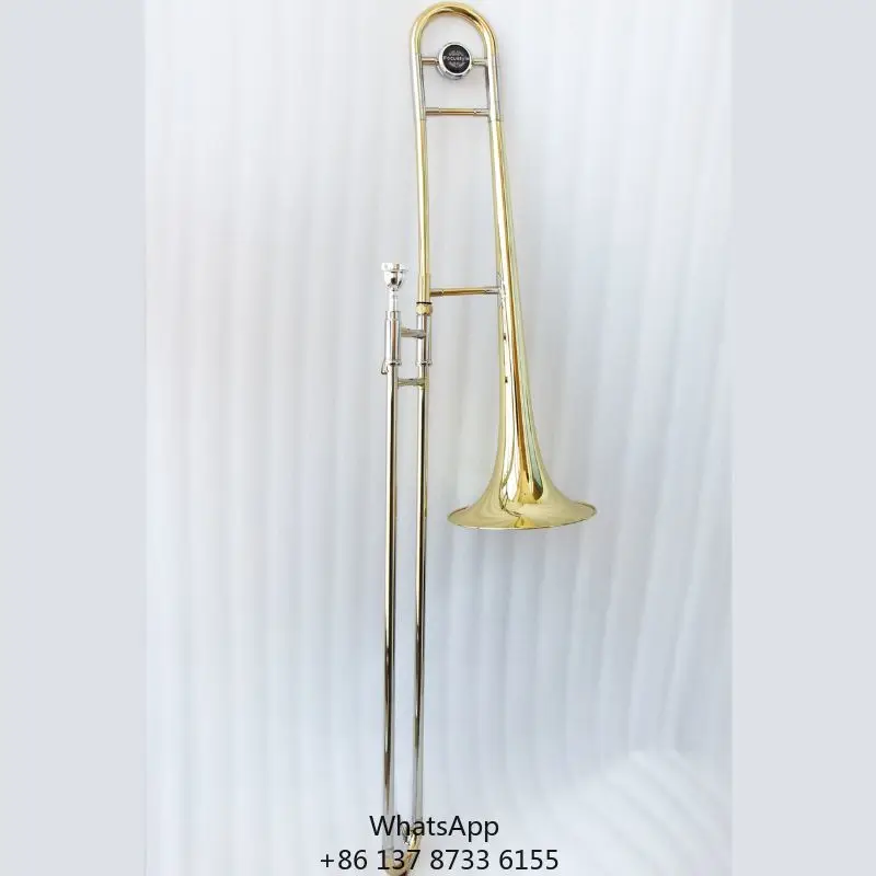 Brass Instrument Tenor Trombone Student Beginner Practice Gold Lacquered Trombone