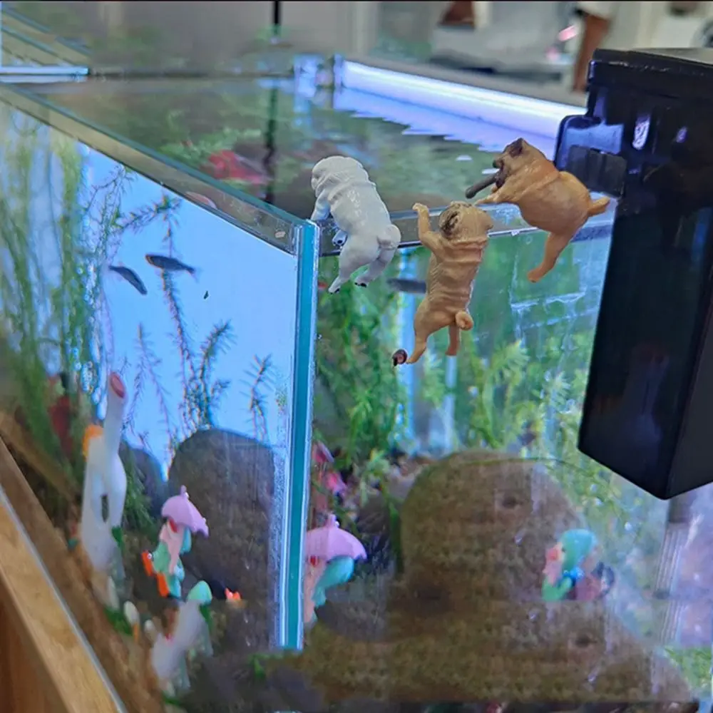 Realistic Fall Resistance Fish Tank Dog Ornament Delicate Small Dog Miniatures Handmade Cartoon Fish Tank