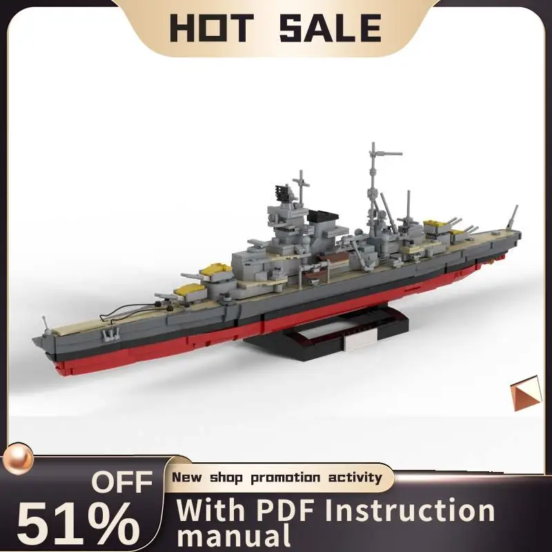 

New 1620Pcs Moc Military Weaponed Admiral Hipper Class Heavy Cruiser Model Building Blocks Technology Diy Assembly Toy Gifts