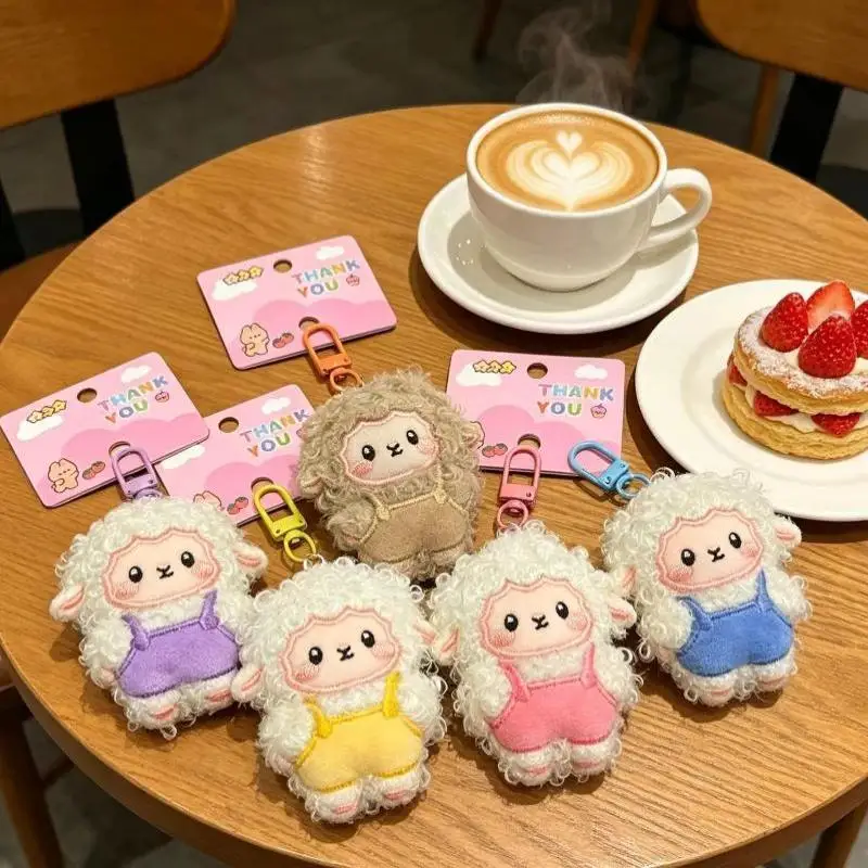 1Pcs Cute Fluffy Sheep Plush Keychain, Soft Curly Fur Multi-color Pendant, Backpack Decoration Gift For Kids Friends
