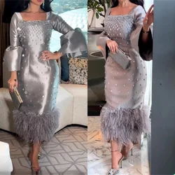 Customized es High Quality Exquisite Square Mermaid Feathers S Formal Occasion Gown Rob Bal De Promo Vtido Feminino Fta