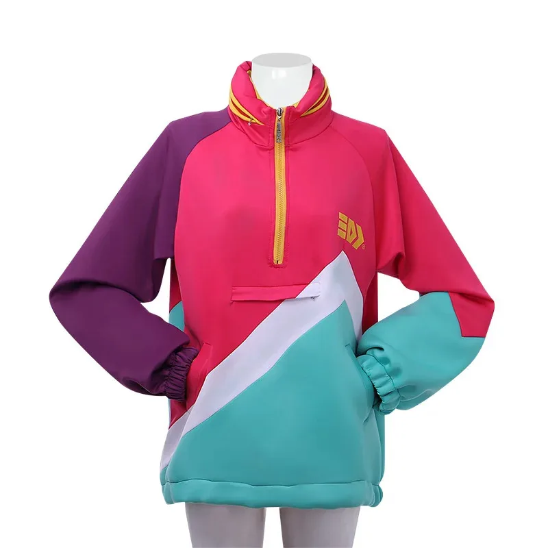 

CyLegendary game Splatoon retro role-playing clothing top unisex adult casual pullover sweatshirt jacket contrasting color zippe