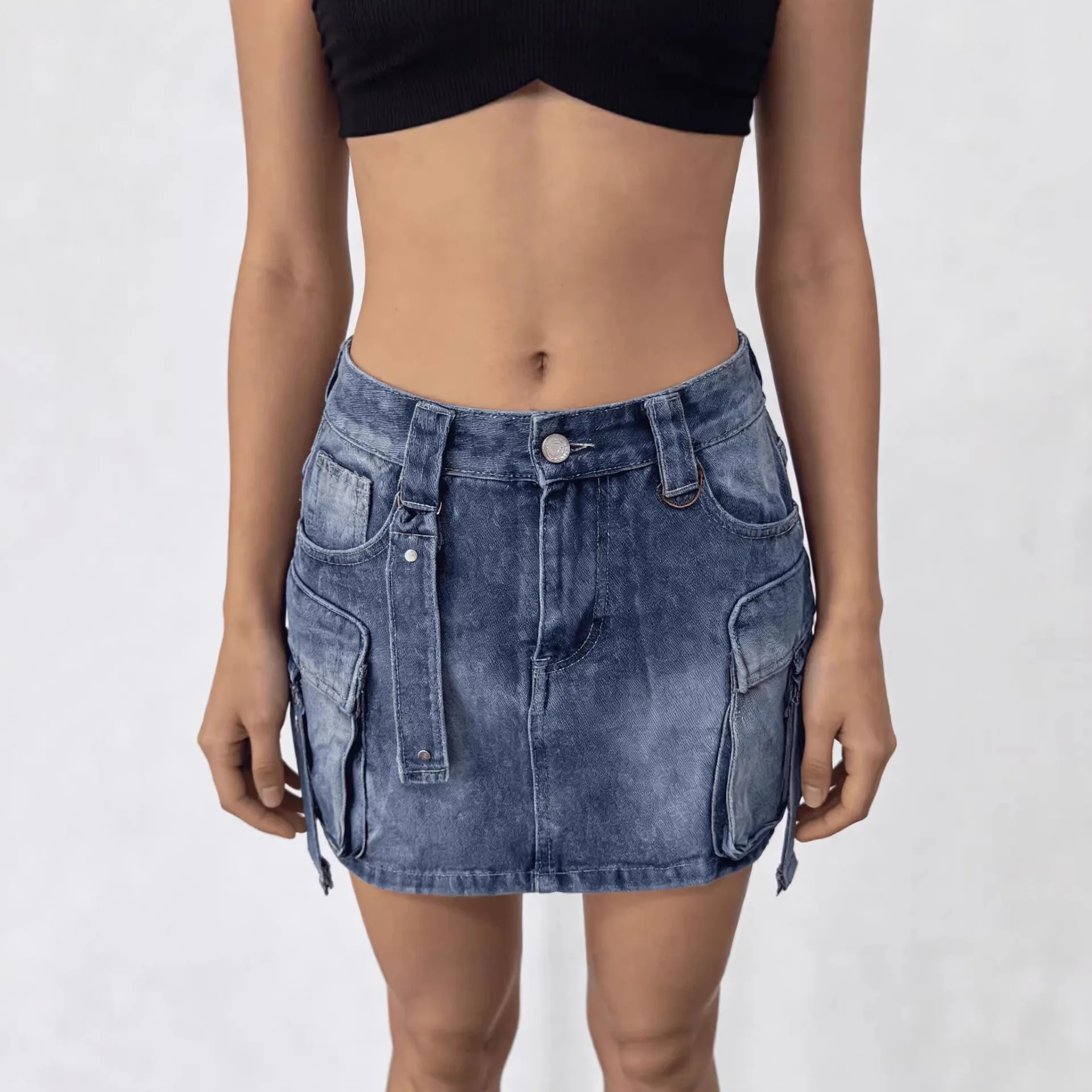 2026 New Summer Pocket Cargo Casual Women's Denim Skirt