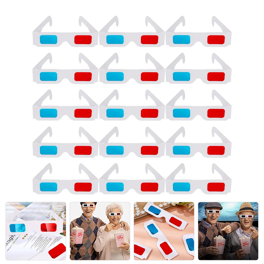 40 Pcs Paper 3 Anaglyph Red Movie Movies Three-dimensional Viewing