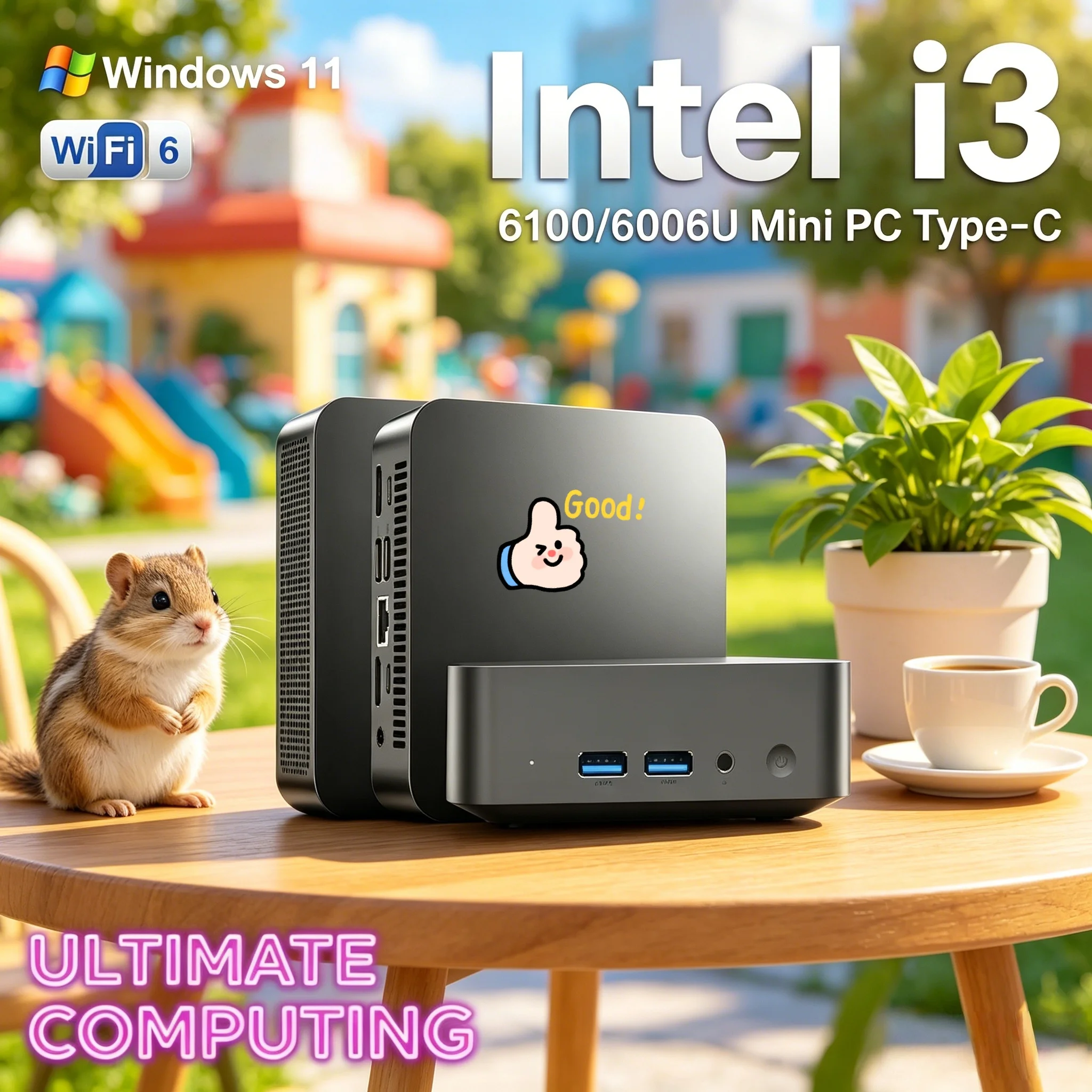 

Laptop Portable Multifunctional Portable Mini PC Fashion Appearance I3 Chip Type-C Fast Charging Data Transfer PC