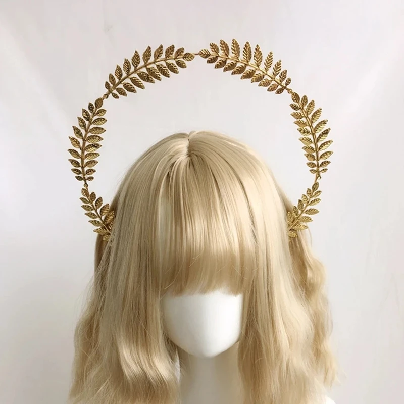 Gothic Lolita Feather Wings Goddess Church Pope Golden Hair Ornament Devil Gorgeous Vintage Virgin Mary Tiara Headwear image 4