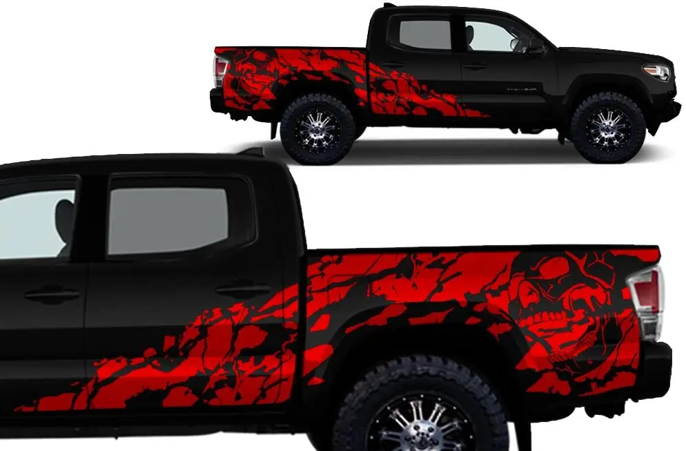 

Factory Crafts Nightmare Side Graphics Kit 3M Vinyl Decal Wrap Compatible with Toyota Tacoma 4 Door Short Bed 20162020 Dark R