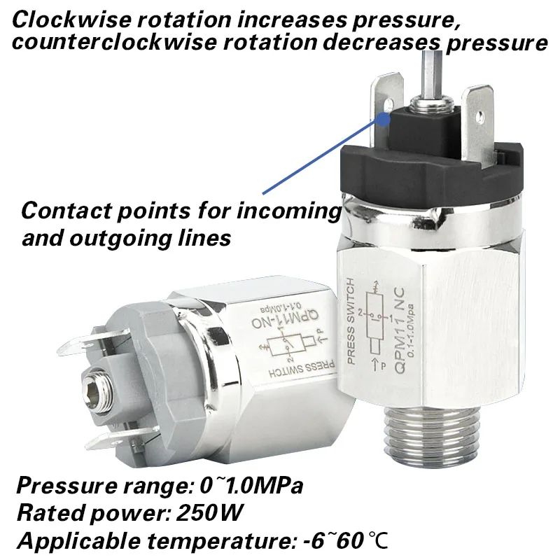 Pneumatic pressure diaphragm switch air compressor adjustable high and low pressure automatic air pressure controllerQPM11-NO/NC