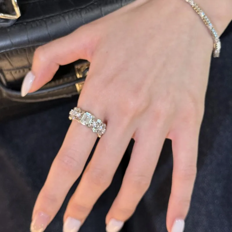 خمر Buchi نمط الدانتيل جوفاء السكر مكعب الدائري المرأة مطعمة الزركون أزياء رائعة أناقة عالية الشعور السبابة البنصر #4