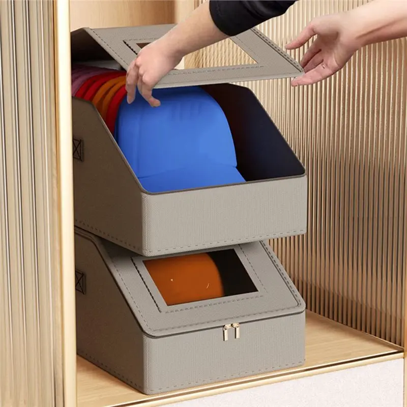 منظم من الورق المقوى القابل للتكديس لعام 2025 لقبعات البيسبول والقبعات - حاوية حامل لرف الخزانة وتخزين غرفة النوم #3