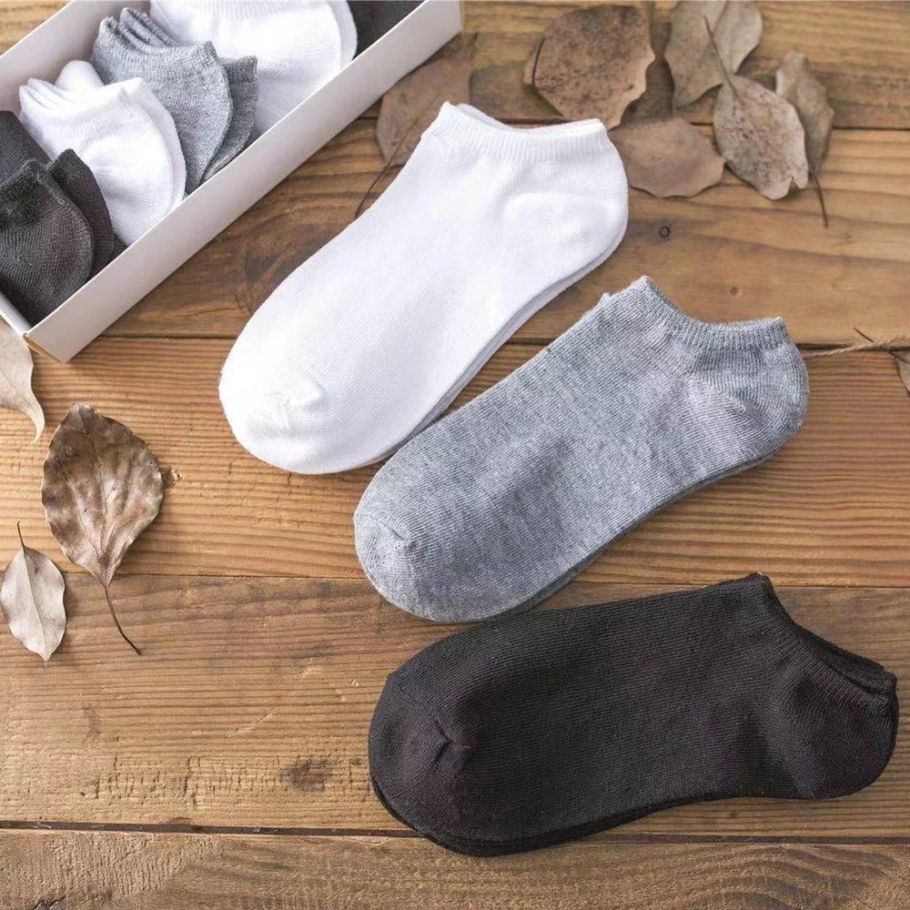 5Pair / Lot Fashion Happy Men Boat Socks Summer Autumn Non-slip Silicone Invisible Cotton Socks Male Ankle Sock Slippers Meia