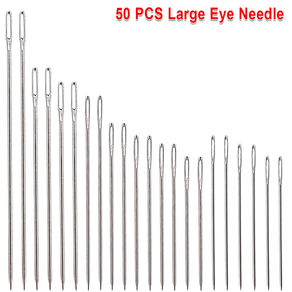 50 PCS/Lot Stainless Steel Household Large Eye Hand Sewing Needles Embroidery Pins For DIY Sewing Crafts Sewing Accessories