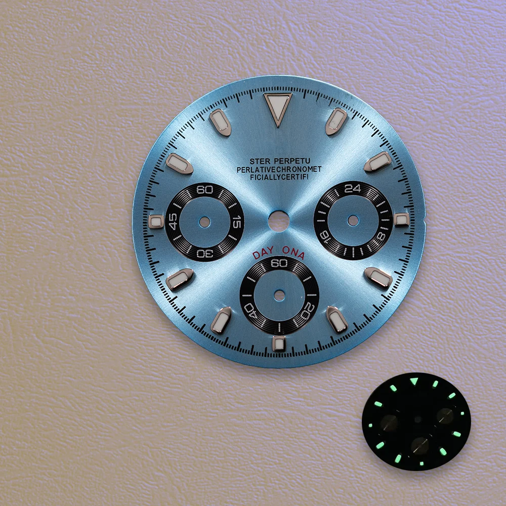  Bestseller 29,5mm S-Logo Panda-Zifferblatt VK63 Zifferblatt Schwarzer Innenkreis Grün Nachleuchtendes Uhrwerk Uhrenmodifikationszubehör – Detail 17