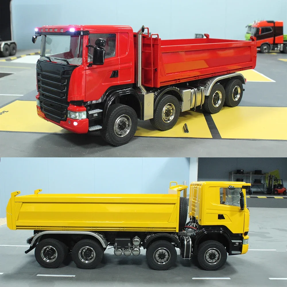 RC Car 1/14 8x8 RC Hydraulic Dump Truck Metal Model RTR Dump Truck with Differential Lock RC Truck Boy Toy