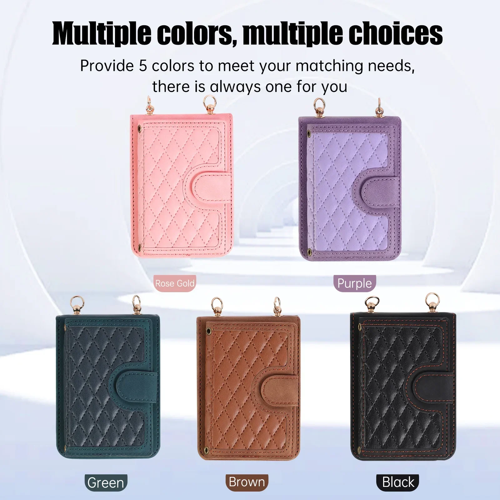 

Fashionable Leather Phone Cases For Samsung Z Flip5 Z Flip 4 3 Case With Card Holder and Shoulder Strap Z Flip 4 3 Phone Cover