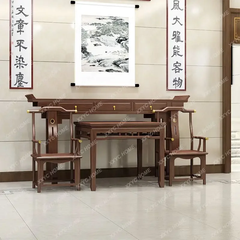 YDXSolid wood antique Zhongtang six-piece set of furniture Taishi chair four-piece set