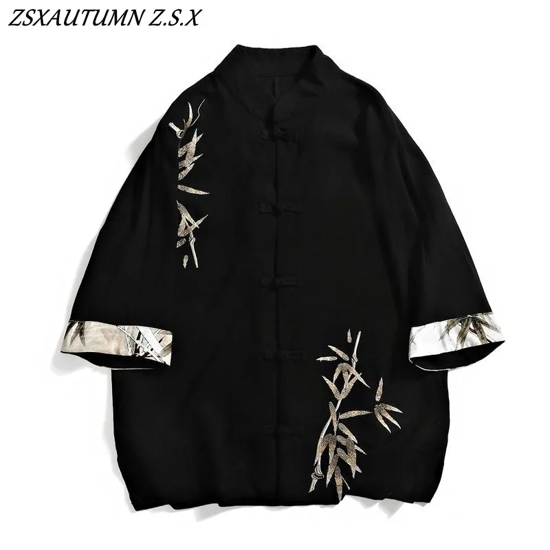 

Men's Linen Tops Chinese Style Embroidery Cotton Hemp Plus Size Men's Summer Loose Shirt Casual Vintage Tradition Clothing