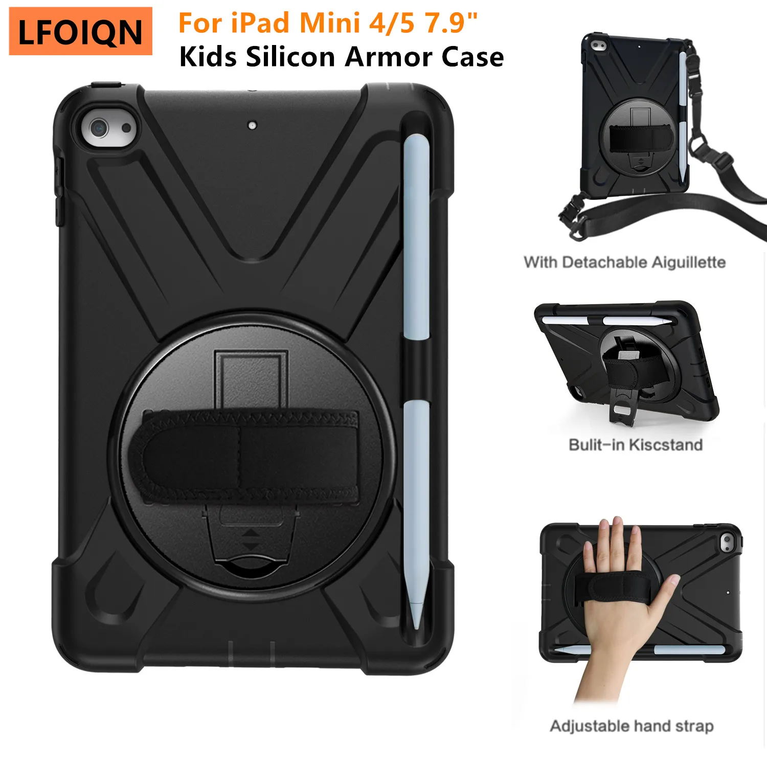 LFOIQN Armor Stand Shockproof Tablet Case For iPad Mini 5 4 Funda iPad Mini 4th 5th Generation 7.9 inch Silicone Rugged Cover