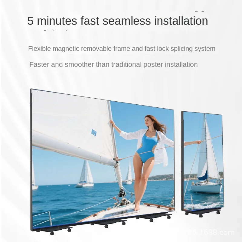 Indoor Vertical Three-Folding Poster Advertising Screen Movable Electronic Double-sided LED Screen 4K Resolution HDR Support