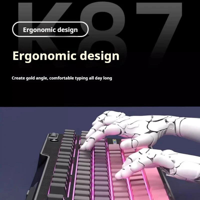 K87 Tri-Mode Gaming Mechanical Keyboard Wired Bluetooth 2.4g Wireless RGB Full Key Hot-Swap Side-Printed Ergonomic Keyboard