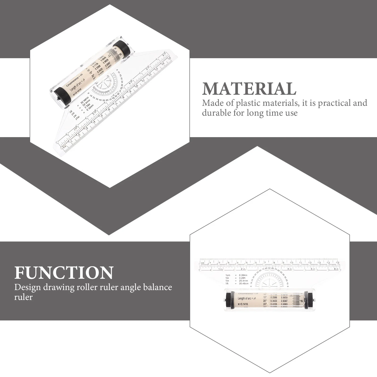 Balance Ruler Roller Rolling Parallel for Drawing Design Drafting Rollers Multi-purpose Angle Measurement