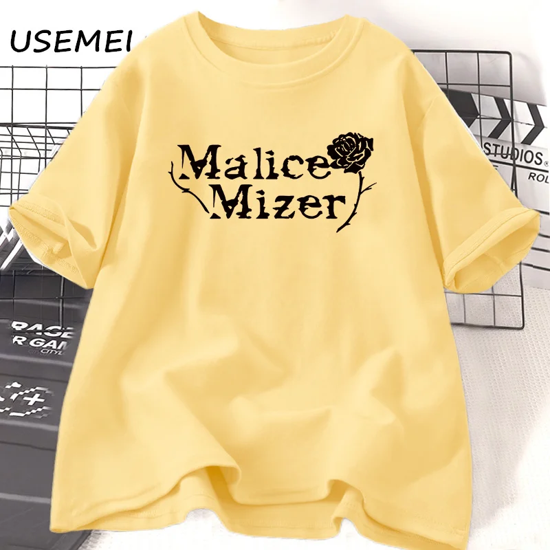 Malice Mizer Rose T-shirt Women Men Rock Music Graphic T Shirts Round Neck Cotton Short Sleeve T-shirts Oversized Streetwear