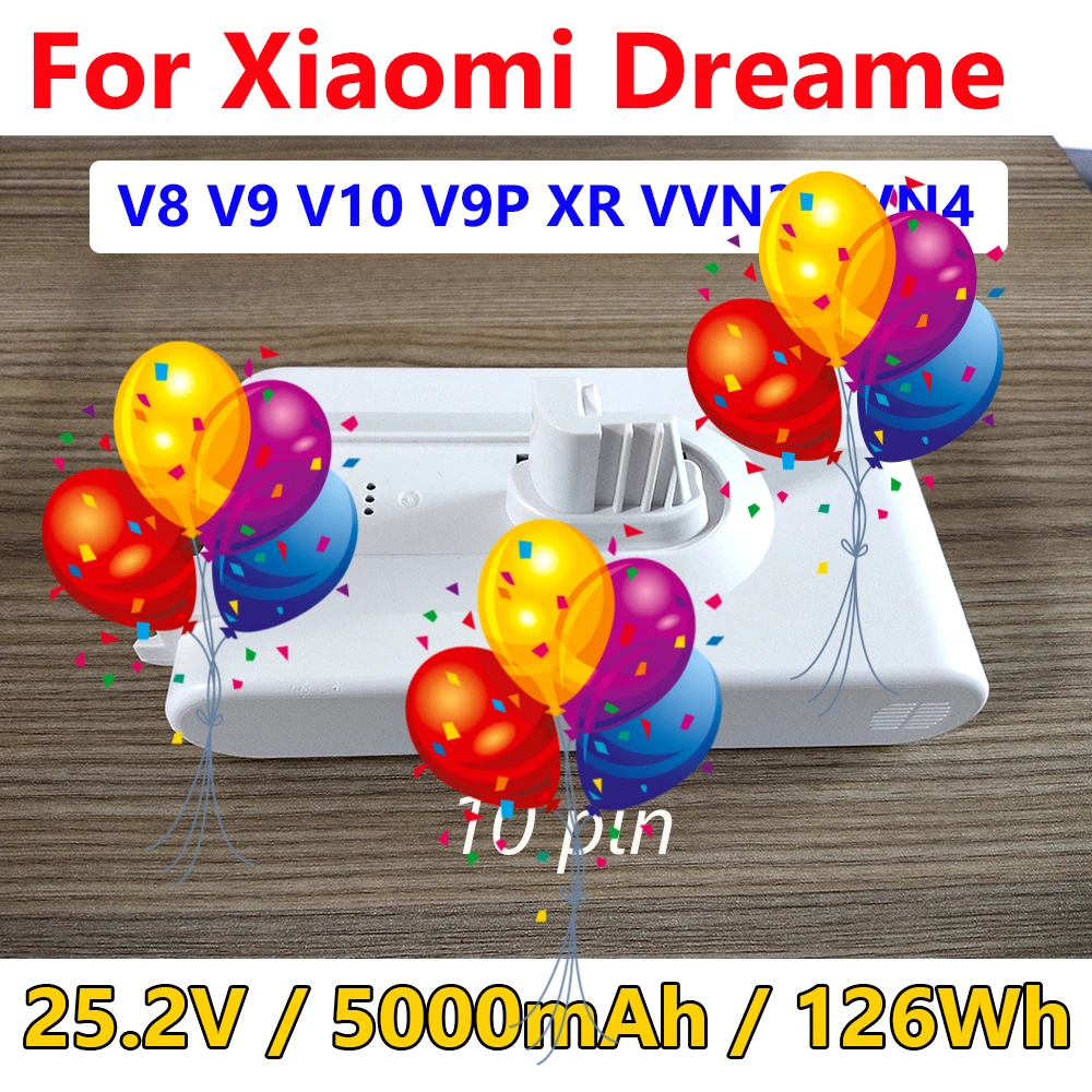 

5000mAh Lithium Battery for Dreame V8 V10 V9P XR VVN3 VVN4 Handheld Cordless Vacuum Cleaner Parts Replacement Battery