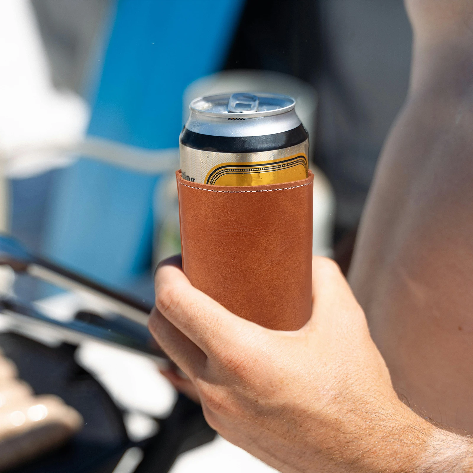 

2 Pcs Beer Bottle Sleeve Can Cooler Soda Drink Holder Beverage Cover Pu Brown Khaki Shock Proof Wear Resistant