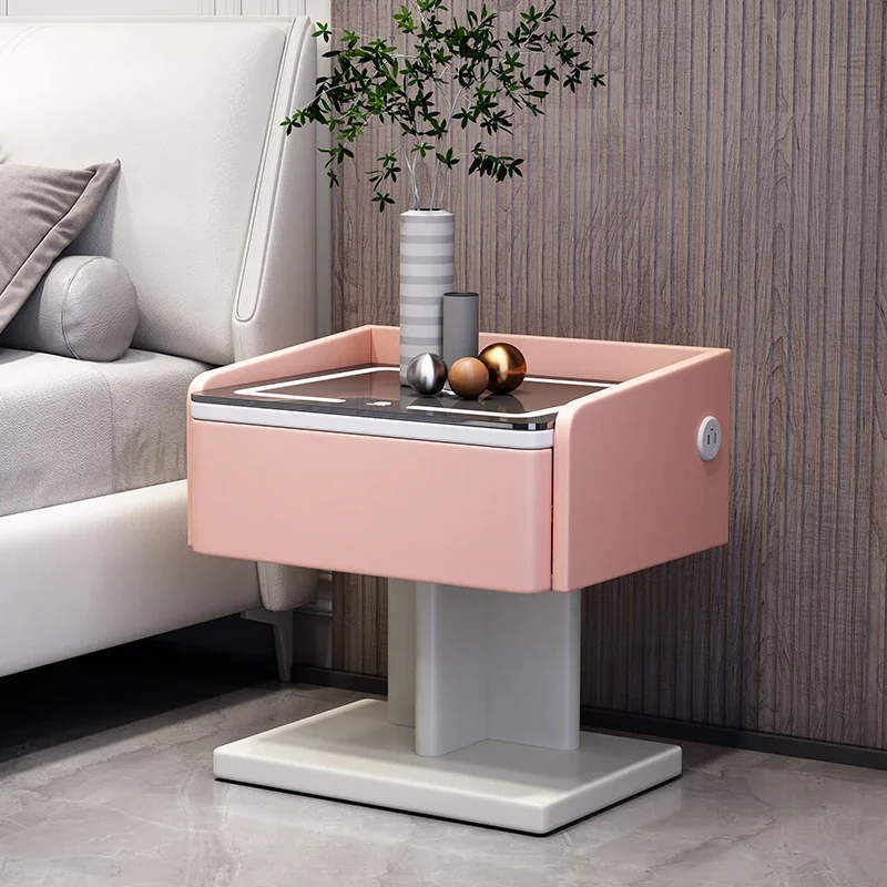 New Arrival Creative Smart Bedside Table with Wireless Charging Modern Style USB Bedroom Nightstands LED Light Side Cabinet