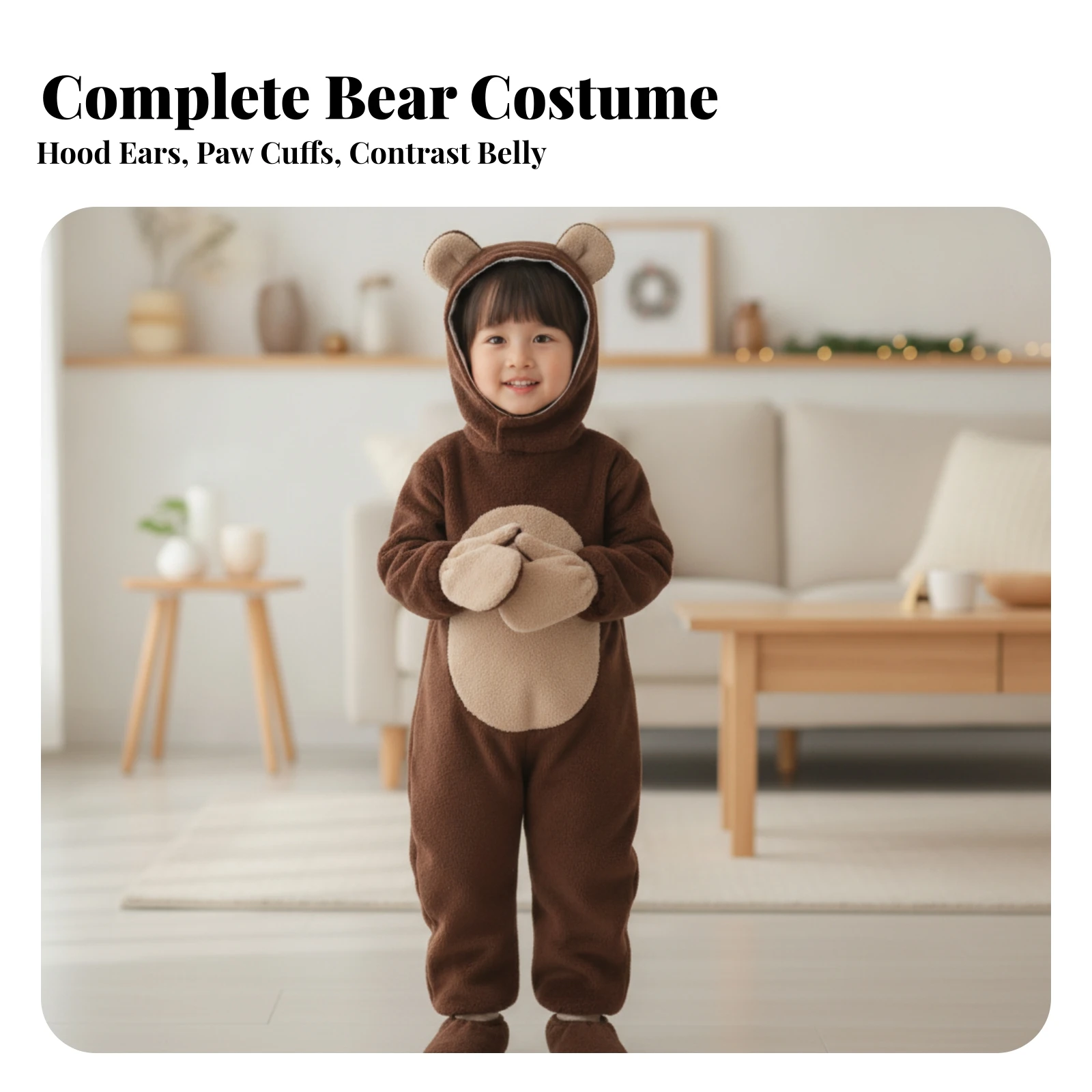 クマのコスチューム、手袋付きの居心地の良いクマのコスチューム、フード付きジャンプスーツ、遊び心のあるフード付きジャンプスーツ、大人用、子供用、ハロウィン、仮装用