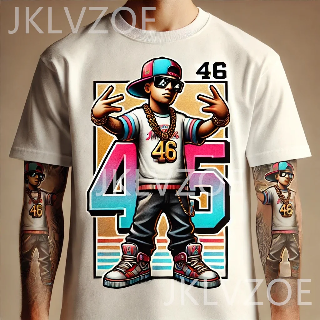 

European And American High Street Hip-hop Trend Short Sleeved T-shirt For Men Women Size 46 Printed Round Neck Motorcycle Shirt