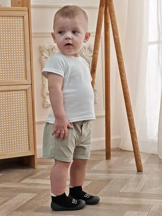 Baby-Socken-Schuhe für Jungen und Mädchen, rutschfeste Gummisohle, erste Schuhe für Kleinkinder, atmungsaktive, elastische, weiche Hausschuhe für Babys. – Detail 2