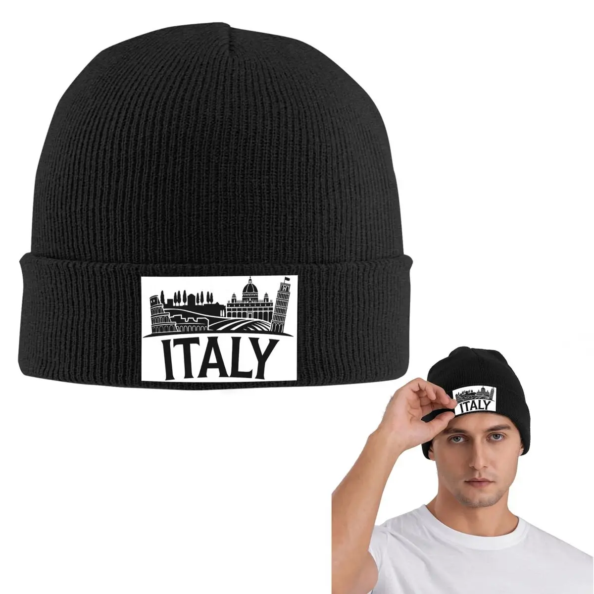 

Italia теплая вязаная шапка модная шапка-капот осень-зима уличные шапки шапки для взрослых унисекс