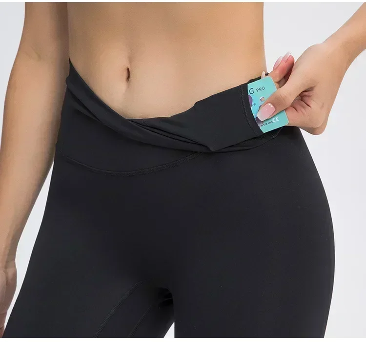 Lemon Align pantaloncini attillati a vita alta da donna No goffration Line Hip Lift esercizio di compressione addominale in esecuzione pantaloni a 5 punti