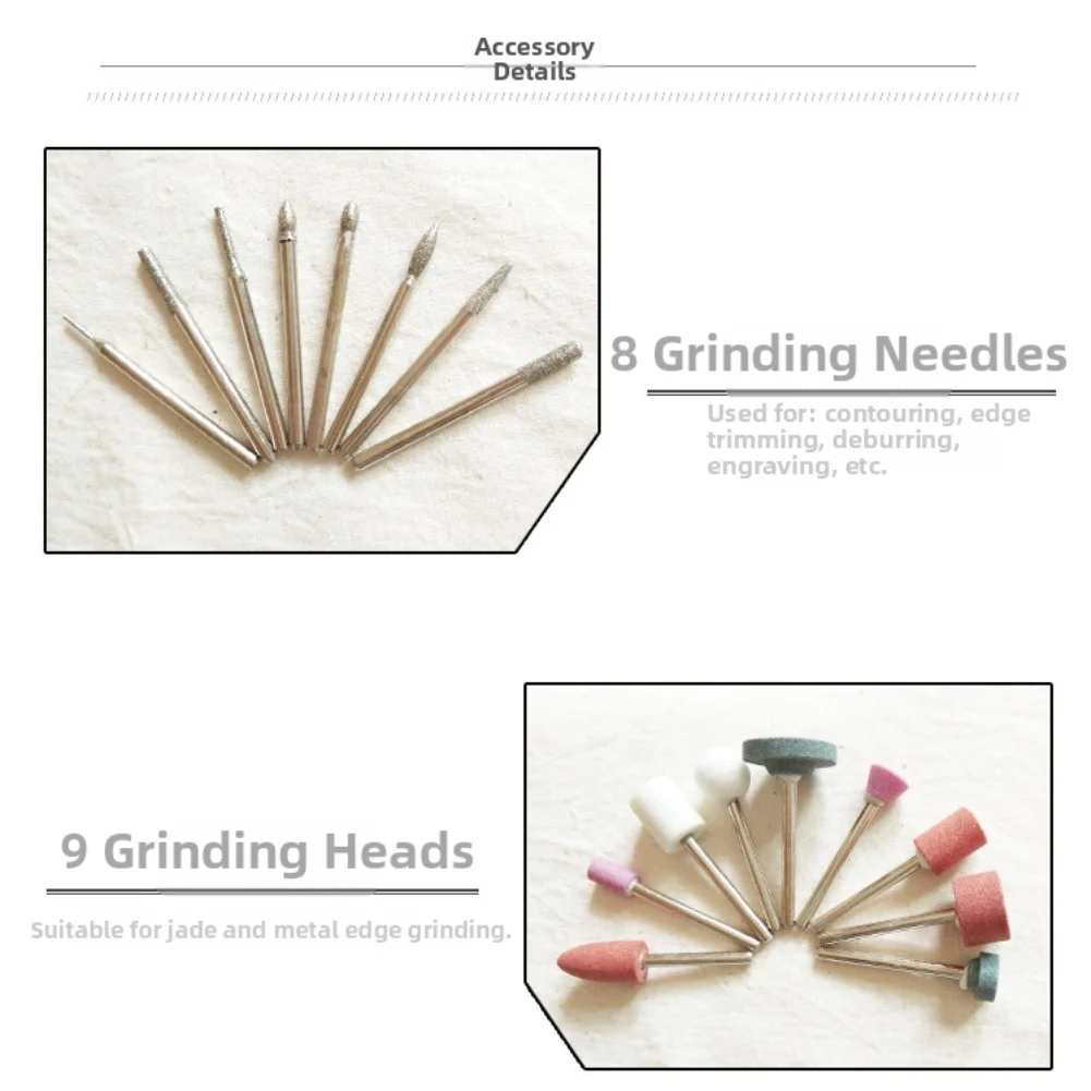 diyクラフトの修復や彫刻用の木材と金属の電動研磨セット、研磨石、サンドペーパー、ブラシ付き