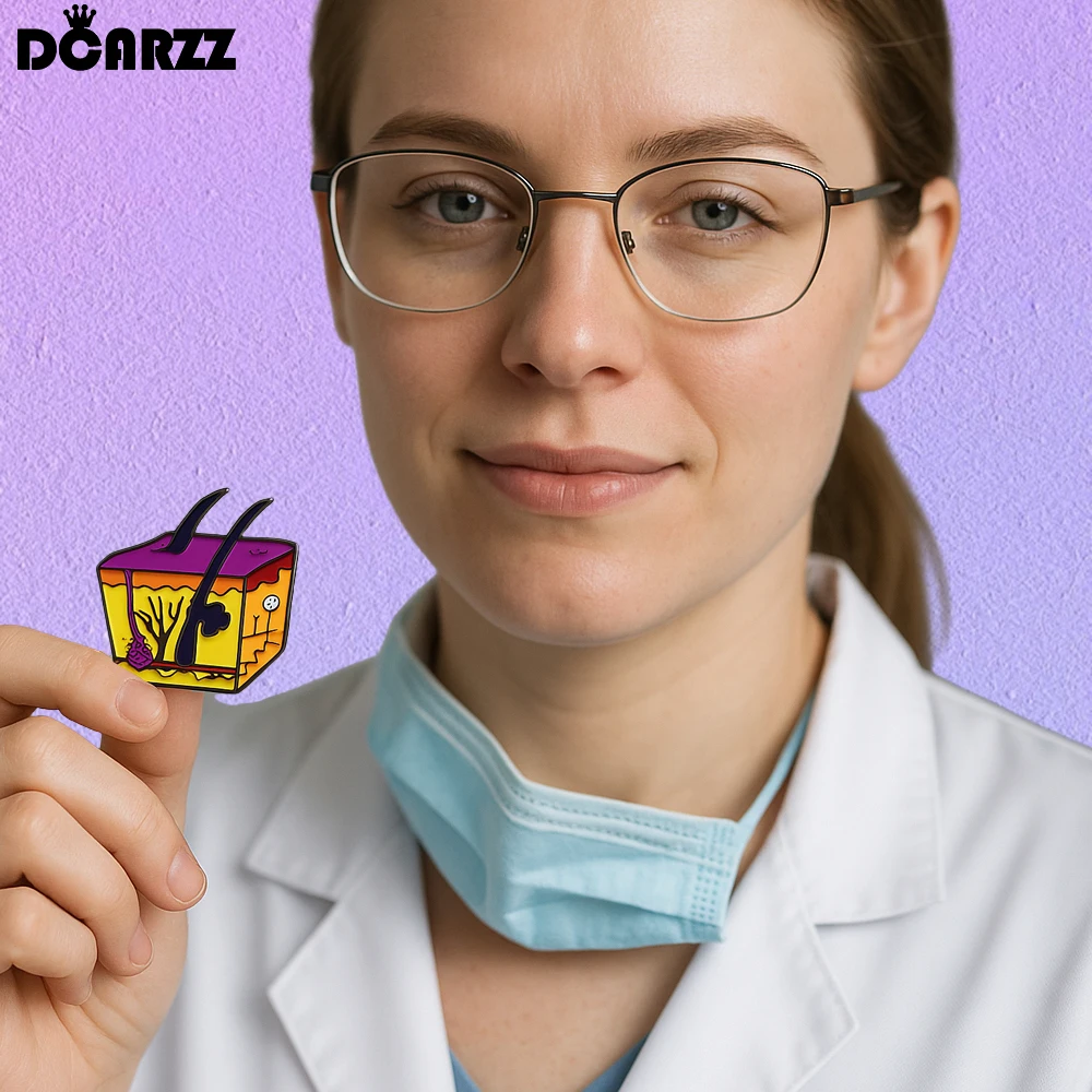 DCARZZ Hair Follicles Enamel Pin Biology Anatomy Badge Medical Brooch Jewelry for Dermatology Doctor Nurse Gift Accessories