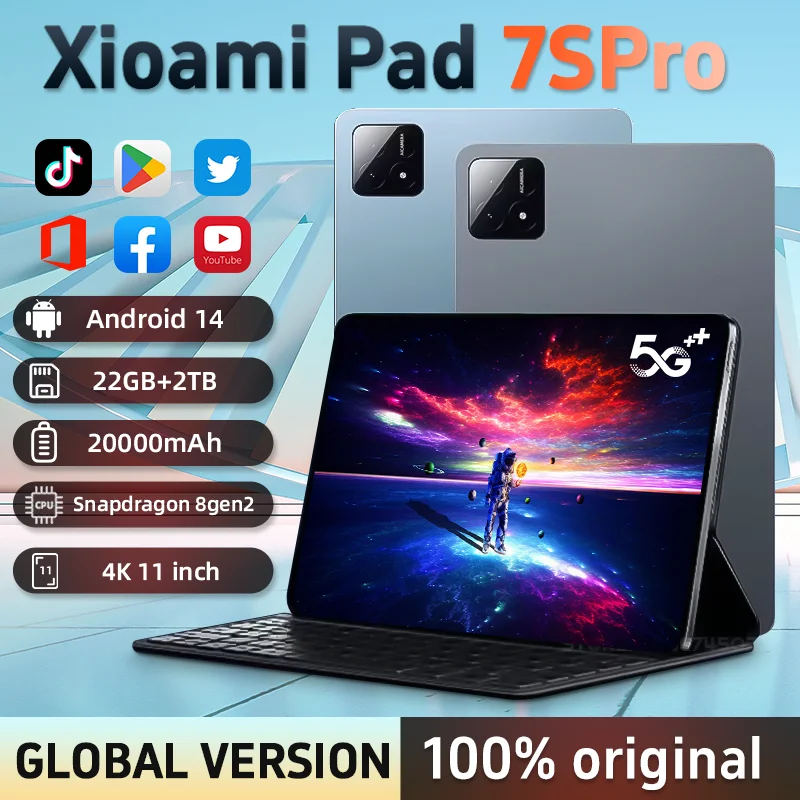 2025 NEW Original MI Pad 7s Pro Tablet 11inch Snapdrago 8gen2  HD 4K Android 14 22GB+2T 20000mAh 5G Dual SIM WiFi GPS Tablet PC