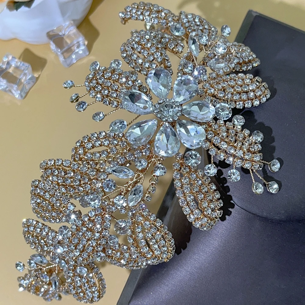 DZ279 Shining Rhinestone Bridal Headband Party Hairwear Bride Hair Accessories Fashion Wedding Hair Band Party Headwear