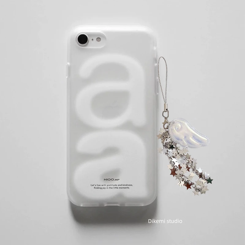 Korean Ins Versatile Simple Letter Star Wing Phone Case For iPhone 17 16 E 15 14 13 12 11 Pro XR X Max 7 8 Plus Mini Y2K Cover ﻿