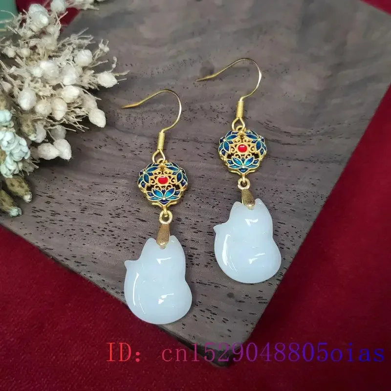 Jade Fox Earrings Luxury Energy 925 Silver Accessories Gift Gifts Jewelry Charm Chinese Designer Gemstone Women Natural Stone - Image 4
