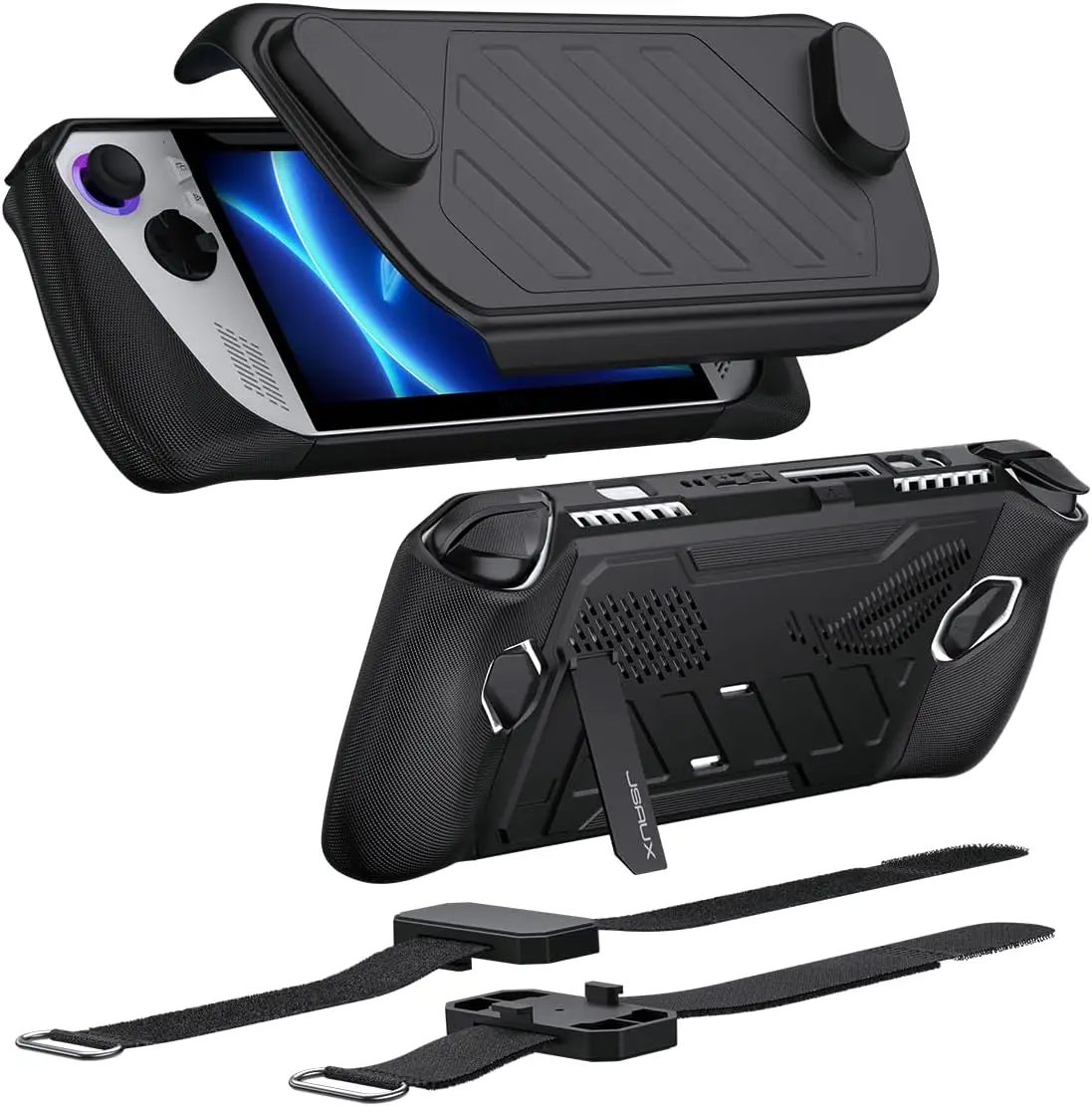 ROG Ally ModCase, PC0109 ROG Ally Case Includes Detachable Front Shell,Protective Back Case with Bracket,Two Velcro Bundle Strap