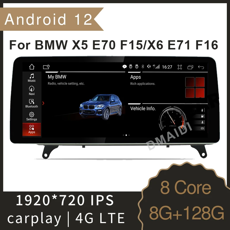 

Android 12 8 Core 8G+128G 10.25 inches 12.5" Car Multimedia Player CarPlay For BMW X5 E70 F15 / X6 E71 F16 2007-2017 Radio