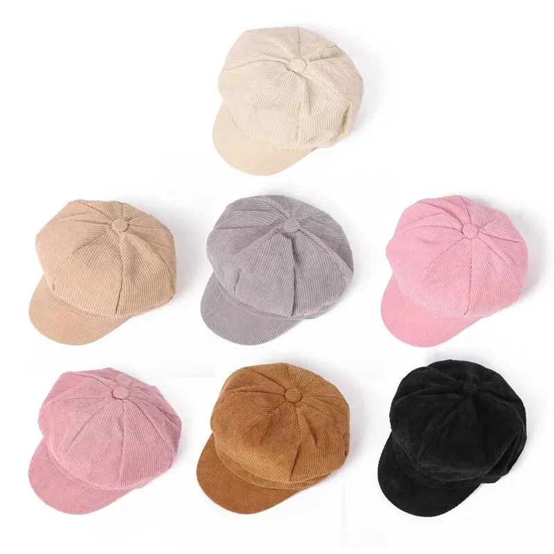 2024 Autumn Acrylic Warm Solid Octagonal Hats for Women and Girl Berets Painter Hat Beanie Cap 20