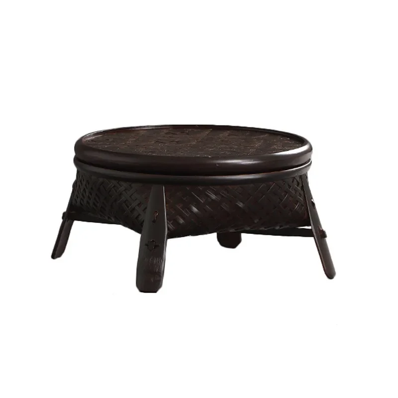 Chinese style coffee table and Thai  retro Kung Fu tea set with bamboo basket  lid round   for domestic use